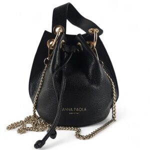 ANNA PAOLA Top Handle Small Drawstring Bucket Bag